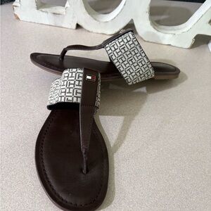 Tommy Hilfiger Brown and White Crystal Sandals